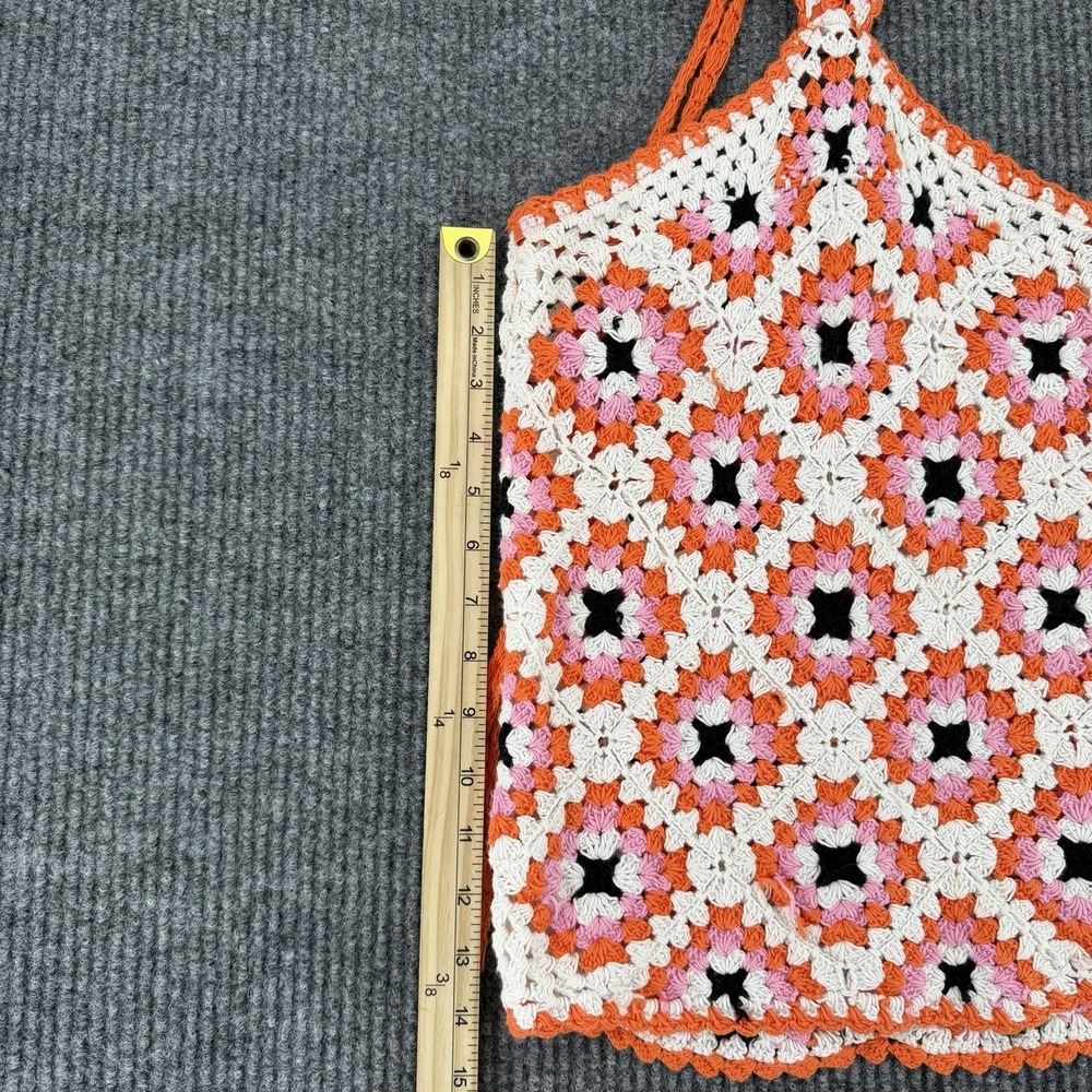 Bershka women's crochet granny square cutout halter dress size Medium festival - Picture 9 of 11